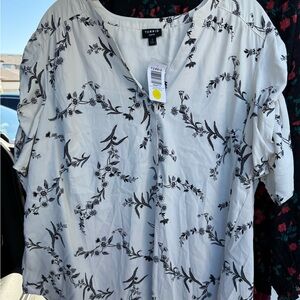 Torrid Black Floral on White Blouse